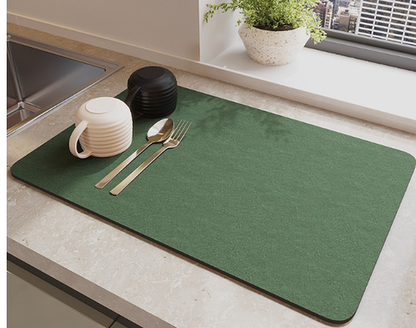 Tapis de Séchage à Vaisselle en Diatomite Ultra Absorbant – Séchage Rapide en 10 Minutes, Design Élégant, 40x30 cm, Couleur Beige