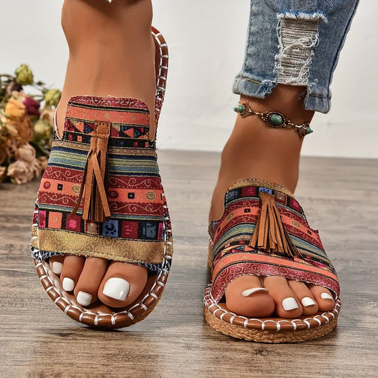 Sandales bohèmes vintage à franges pour femmes