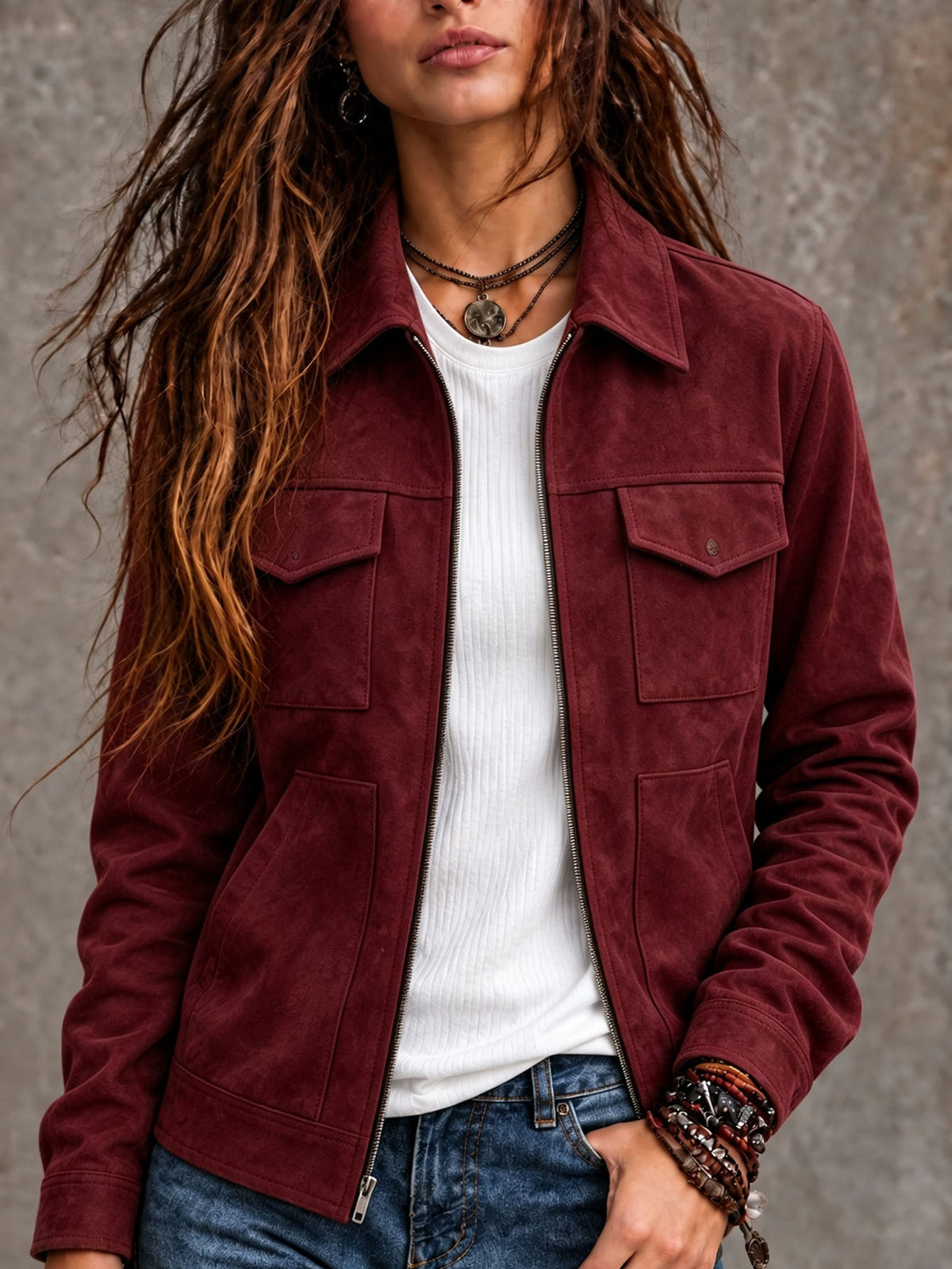 Veste suede vintage femme - Relax et intemporelle
