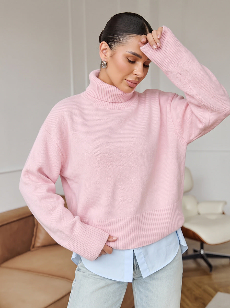 Pull en maille unie ample pour femme – Un style décontracté et confortable pour tous les jours