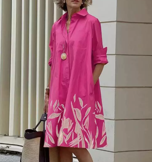 Vestido camisa para mujer con lunares polka dot – Corte fluido y elegante en mezcla de algodón