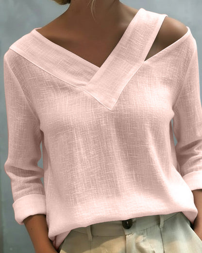 Haut élégant pour femme – Col en V asymétrique, style chic pour le travail et les soirées