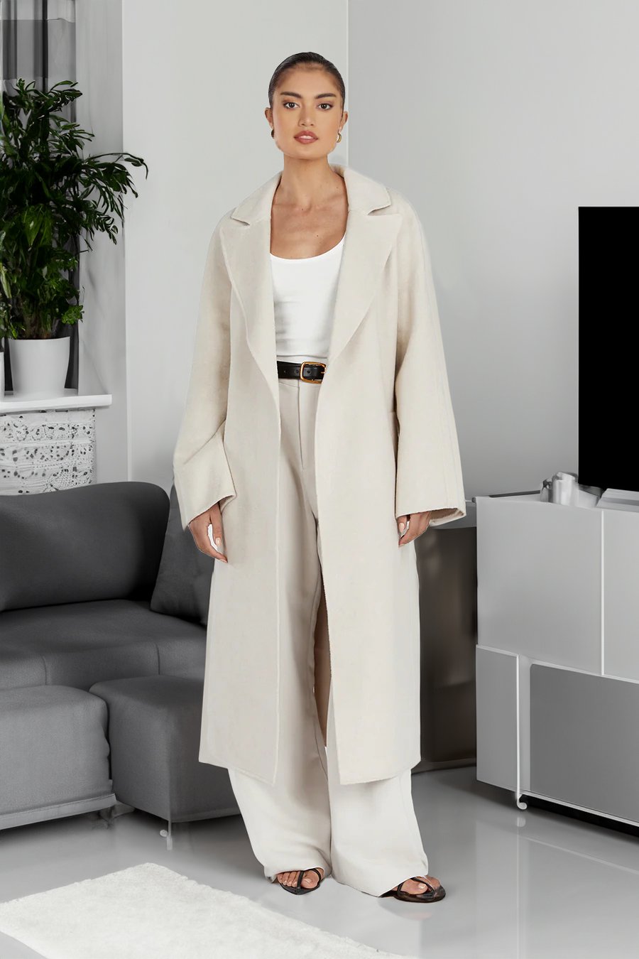 Cappotto invernale da donna con ampio colletto – Chic e caldo