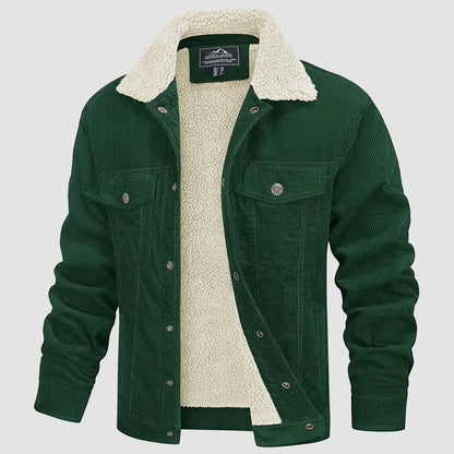 Veste Homme Élégante en Velours Côtelé Doublée Sherpa – Manteau Trucker Chaud