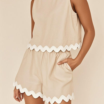 Women's Sleeveless Solid Shorts Set - Light and Casual
