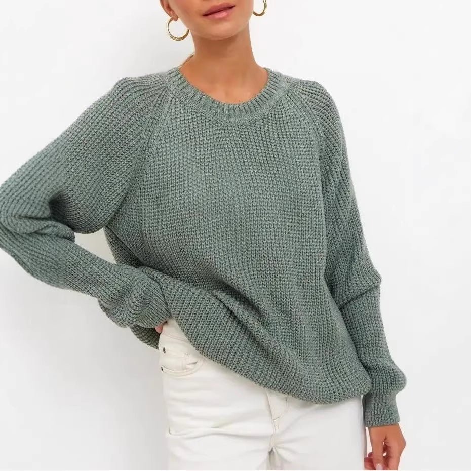 Jersey de punto grueso liso para mujer - Corte cómodo y abrigado