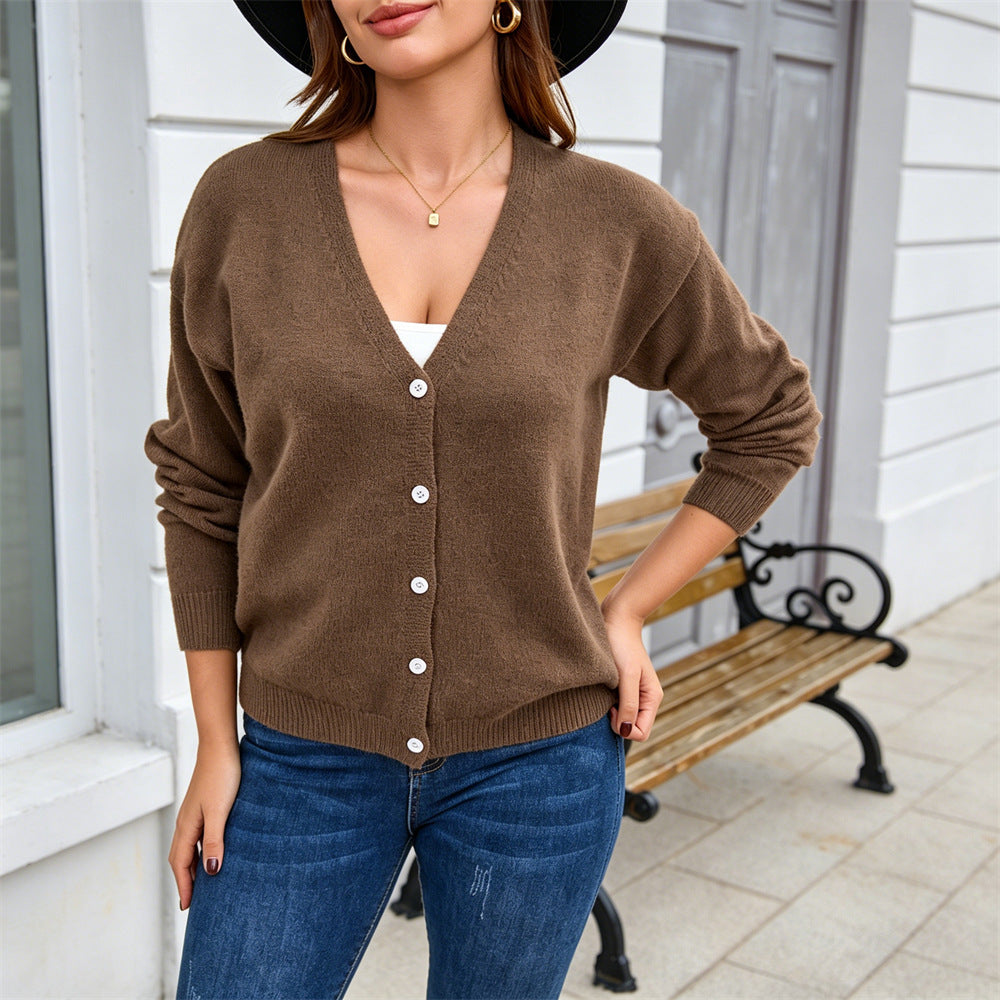 Cardigan da donna in maglia con bottoni – Morbido e versatile