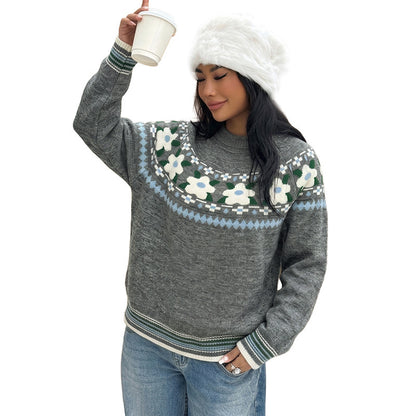Pull floral retro femme - Doux et feminin
