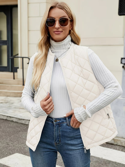 Gilet matelassé élégant sans manches pour femme – Vêtement léger d’extérieur