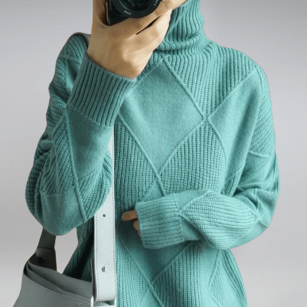 Pull à Col Roulé Côtelé pour Femme – Maille Décontractée