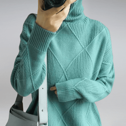 Pull à Col Roulé Côtelé pour Femme – Maille Décontractée