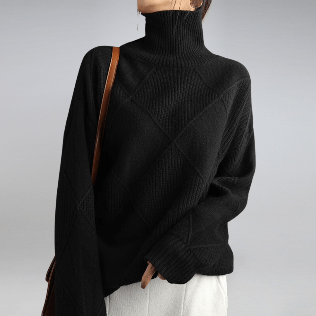 Pull à Col Roulé Côtelé pour Femme – Maille Décontractée