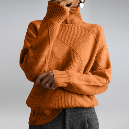 Pull à Col Roulé Côtelé pour Femme – Maille Décontractée