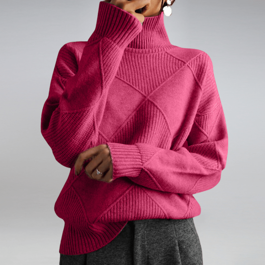 Pull à Col Roulé Côtelé pour Femme – Maille Décontractée