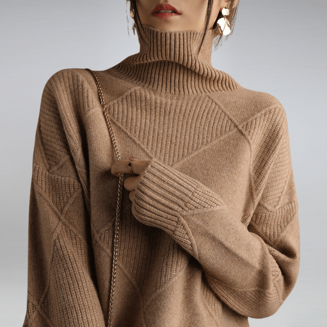 Pull à Col Roulé Côtelé pour Femme – Maille Décontractée