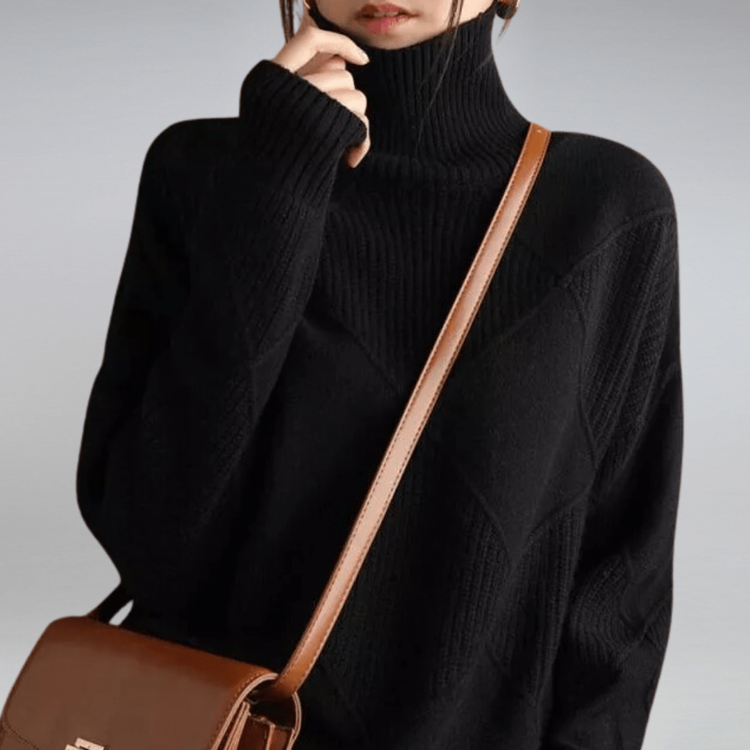 Pull à Col Roulé Côtelé pour Femme – Maille Décontractée