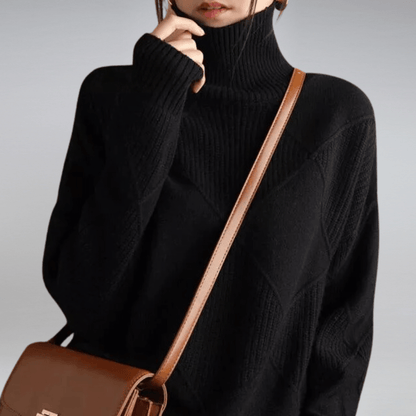 Pull à Col Roulé Côtelé pour Femme – Maille Décontractée