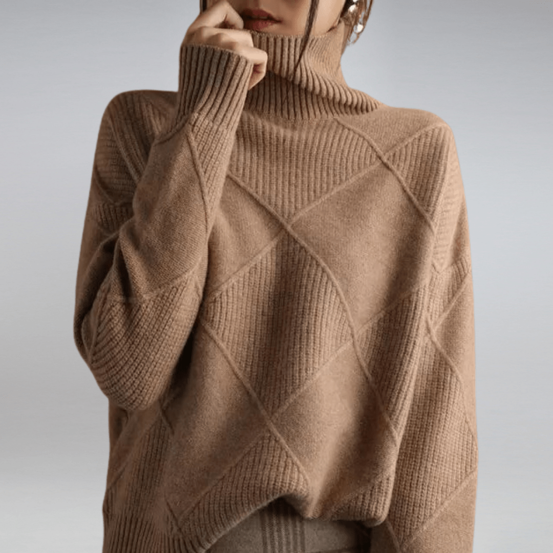 Pull à Col Roulé Côtelé pour Femme – Maille Décontractée