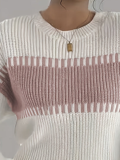 Women's color-block striped sweater – Trendy and soft