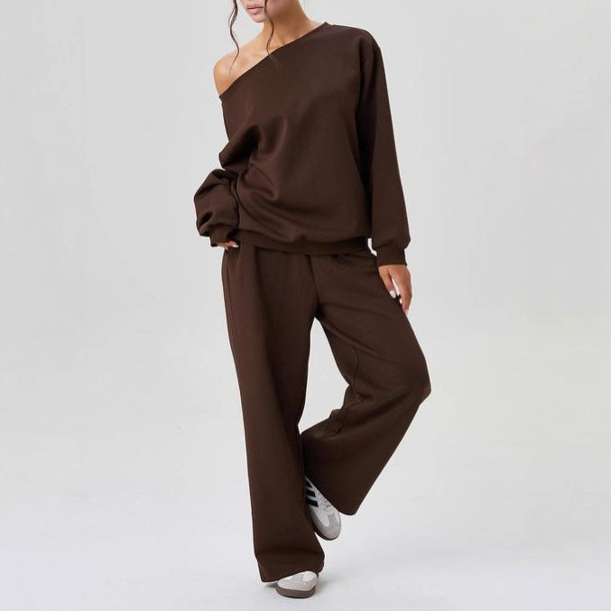 Ensemble Deux Pièces Femme Décontracté – Style Sport Chic Épaules Dénudées