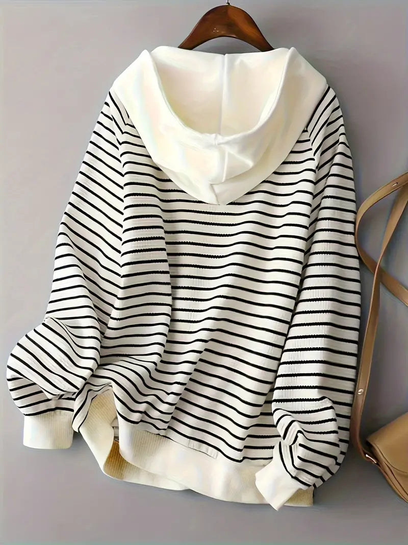 Veste légère à capuche rayée pour femme – Tenue décontractée confortable