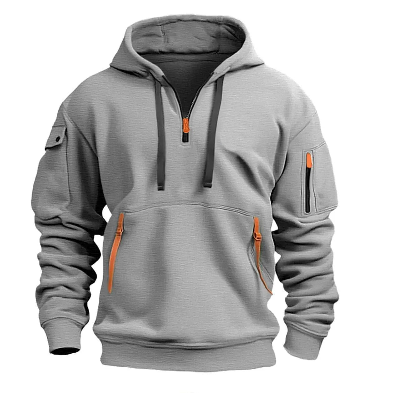 Sweat à Capuche Demi-Zip Décontracté Élégant pour Homme – Confortable