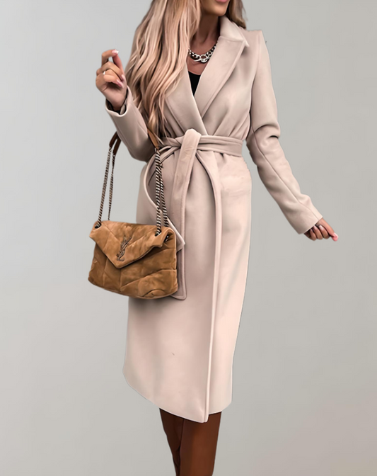 Manteau Long Ceinturé pour Femme – Luxe Épais Confortable Élégant