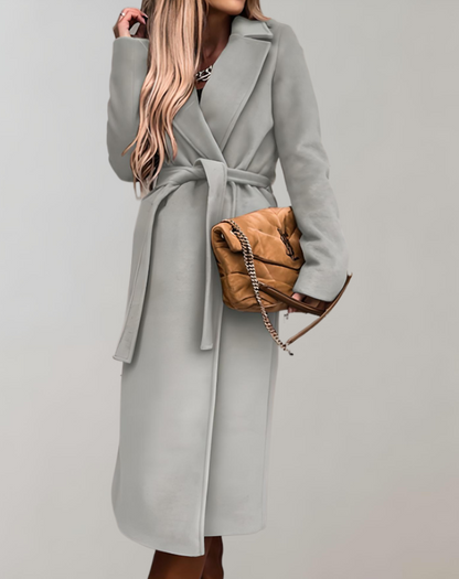 Manteau Long Ceinturé pour Femme – Luxe Épais Confortable Élégant