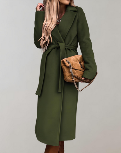 Manteau Long Ceinturé pour Femme – Luxe Épais Confortable Élégant