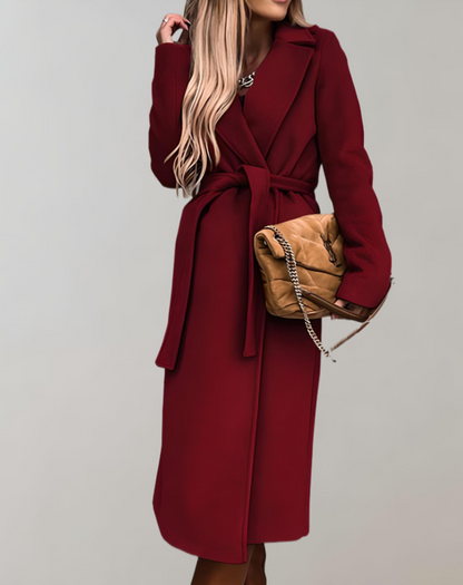 Manteau Long Ceinturé pour Femme – Luxe Épais Confortable Élégant