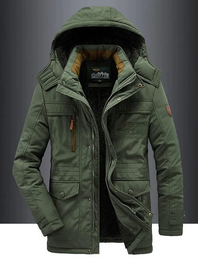 Parka Militaire Homme Élégante Chaude – Veste Hivernale à Capuche Doublée de Fourrure