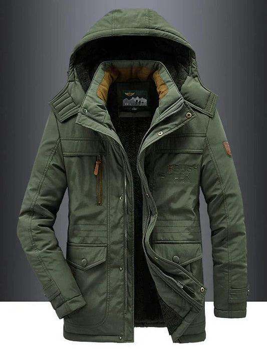 Parka Militaire Homme Élégante Chaude – Veste Hivernale à Capuche Doublée de Fourrure