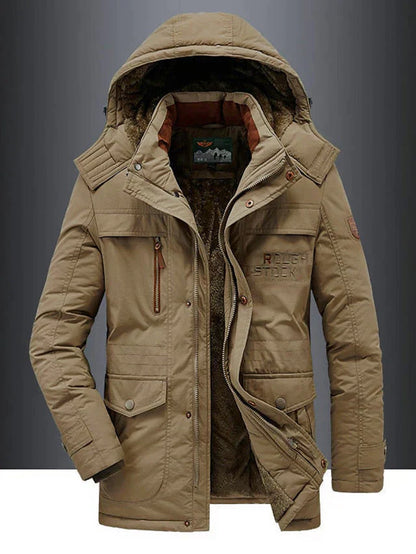 Parka Militaire Homme Élégante Chaude – Veste Hivernale à Capuche Doublée de Fourrure