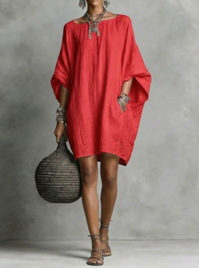 Vestido para mujer en algodón y lino – Estilo casual, fluido y ligero