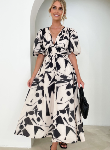 Robe Maxi Femme Col V Évasée Invitée à un Mariage - Flatteuse, Gracieuse