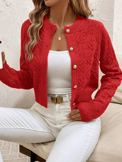 Cardigan femme boutonne ajoure - Elegant et leger