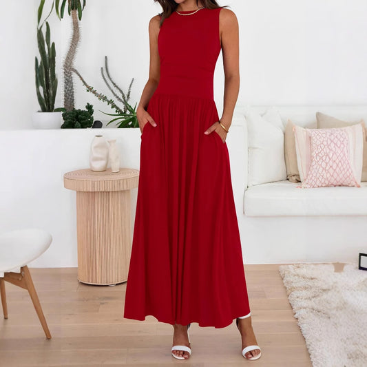 Robe longue femme fluide à poches