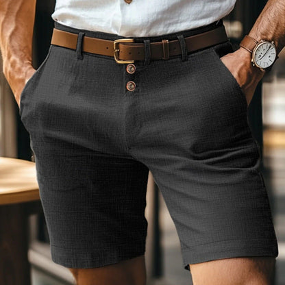 Short homme en lin boutonné – Pantalon court léger respirant uni idéal pour l'été