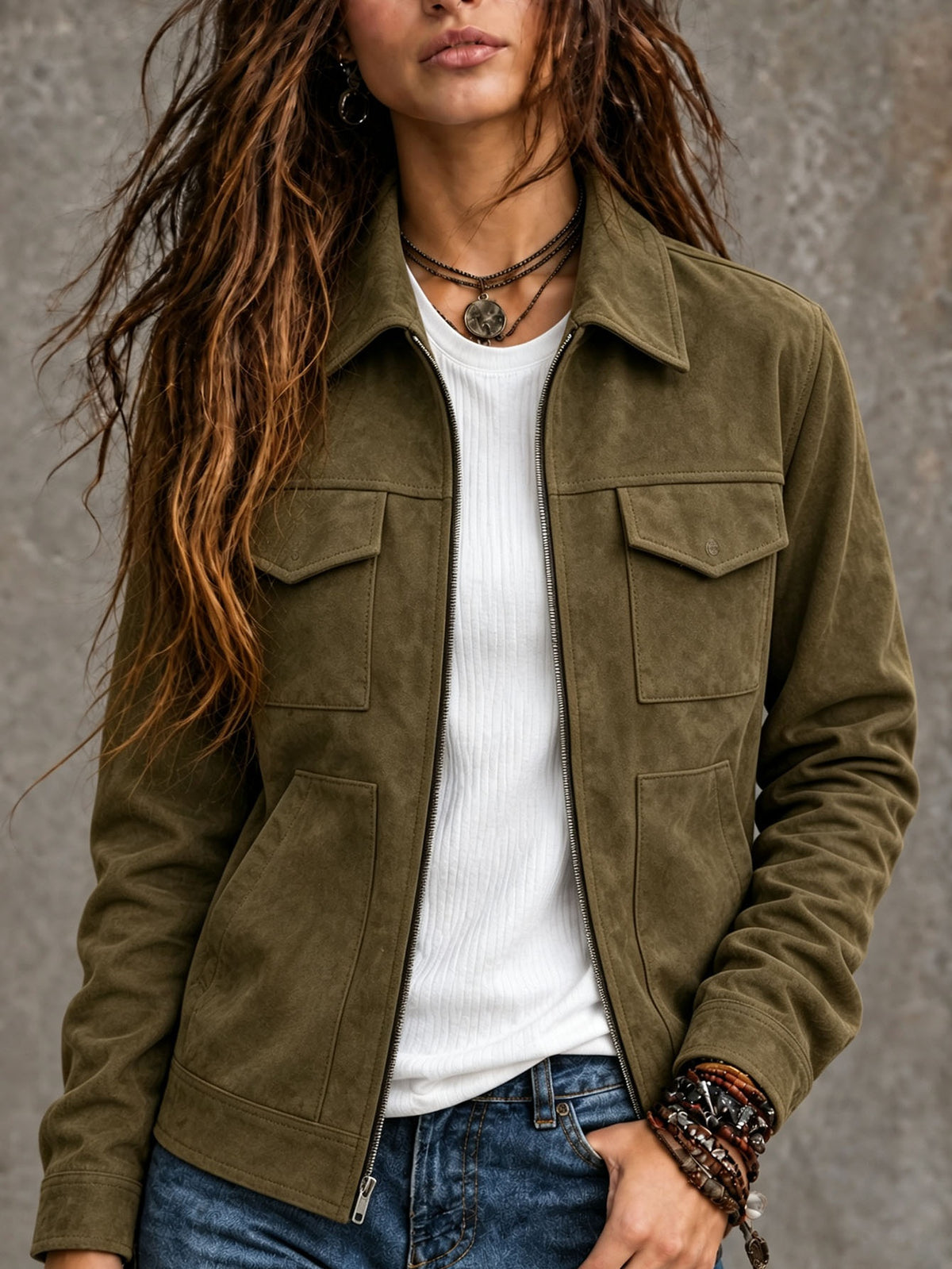 Veste suede vintage femme - Relax et intemporelle