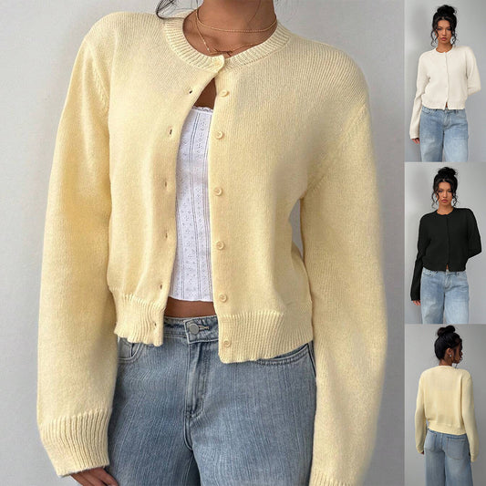 Cardigan Court Élégant en Maille Femme – Maille Chic à Manches Longues