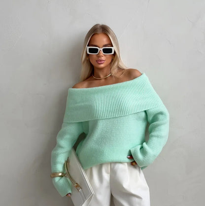 Suéter de mujer de cuello vuelto con hombros descubiertos - Chic y cómodo