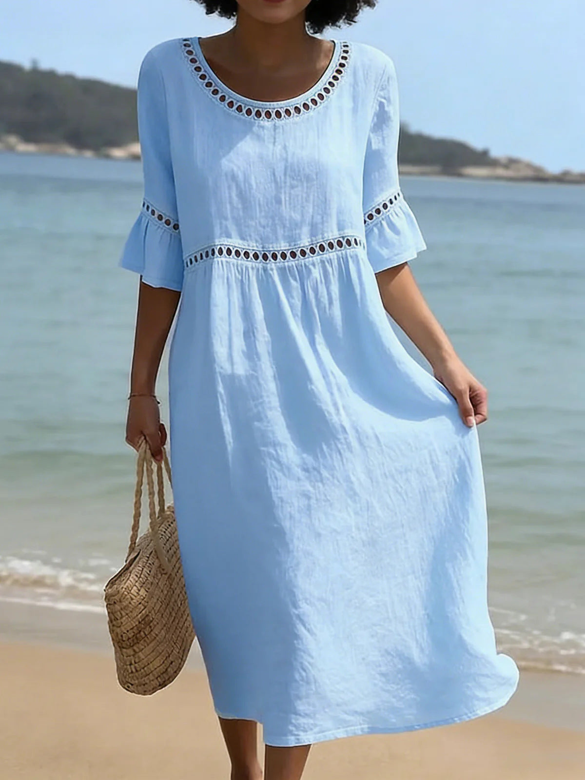 Robe midi femme ventre floute - Elegante et flatteuse