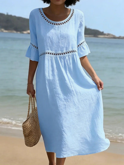 Robe midi femme ventre floute - Elegante et flatteuse