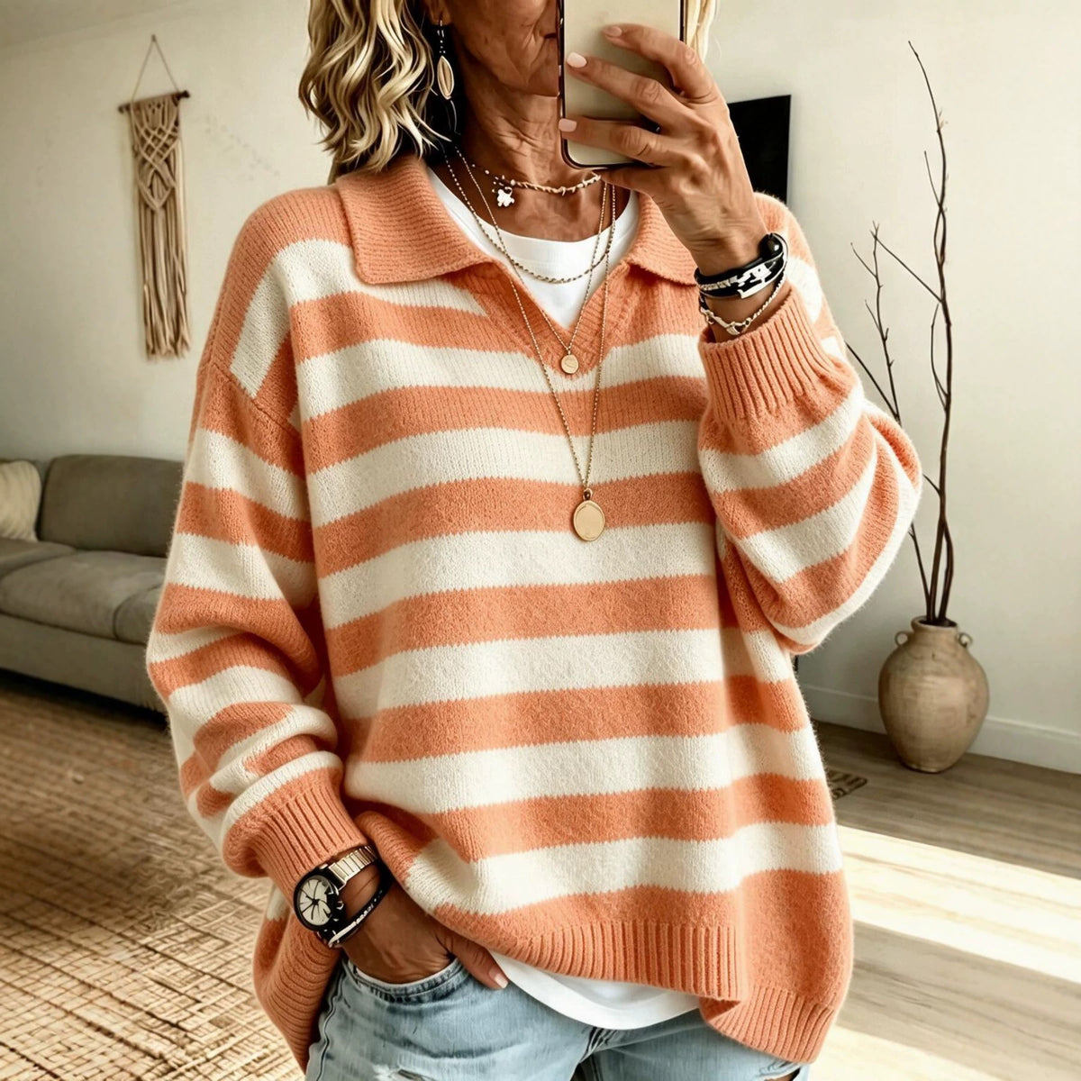 Jersey marinero de mujer color block - Suave y estructurado