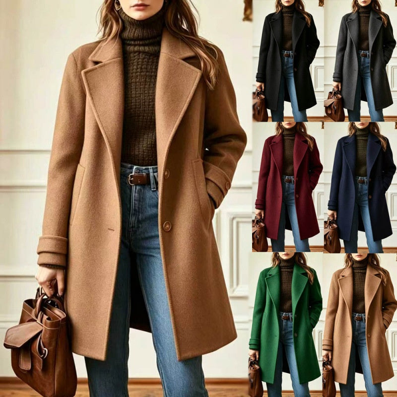 Manteau mi-long femme a revers - Retro et chic