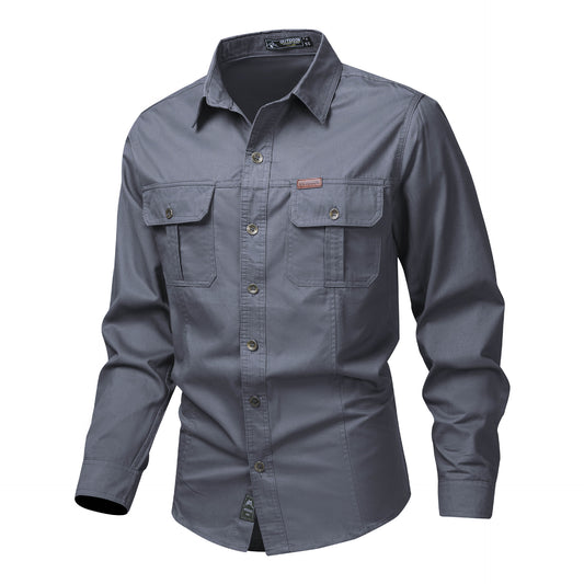 Premium Long-Sleeved Cargo Shirt for Men – Casual Work Garment with Loose Fit
