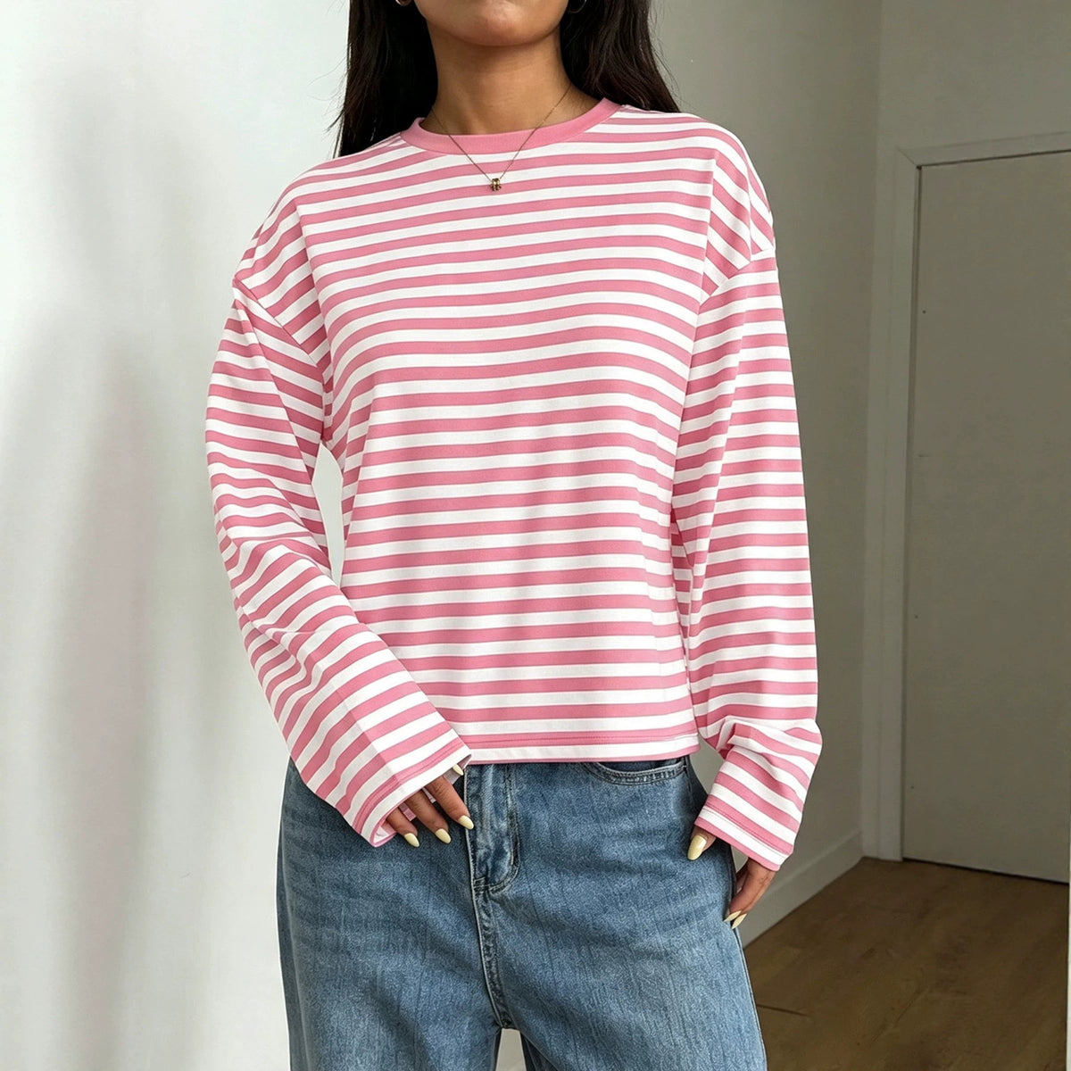 T-shirt da donna girocollo color block - Morbido e versatile