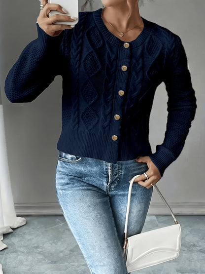 Cárdigan de punto trenzado para mujer con botones - Elegante y suave