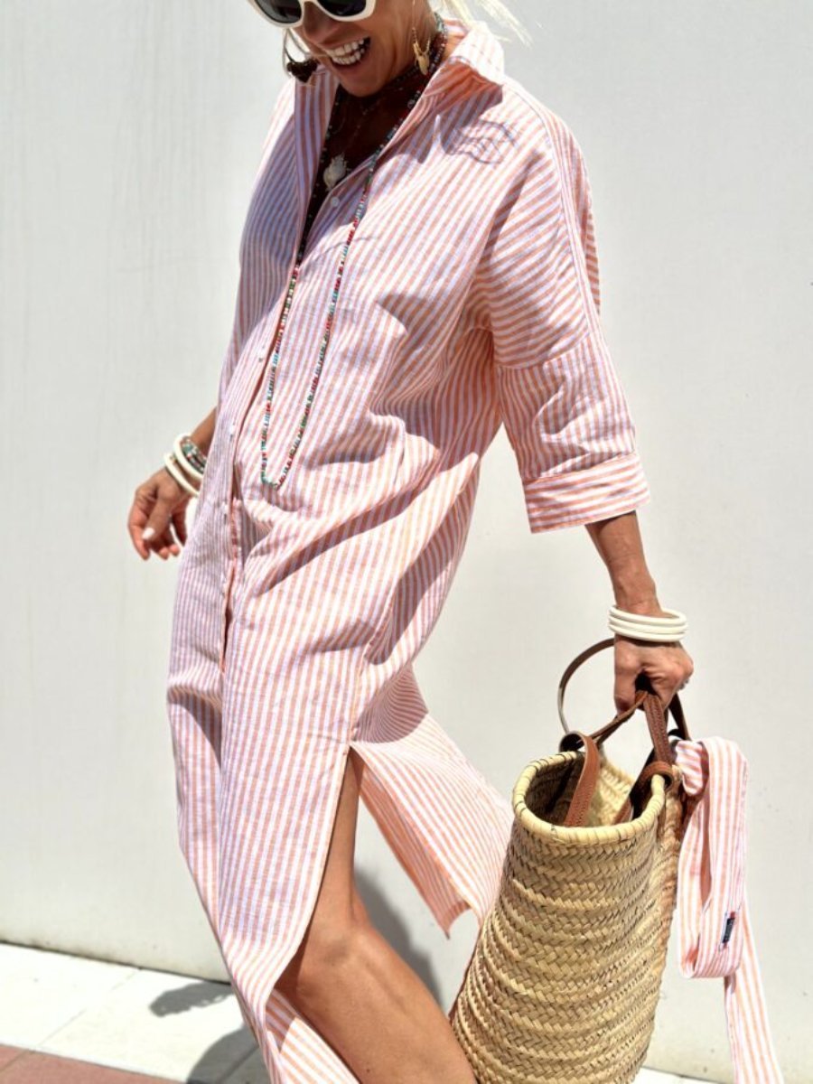 Chemise rayée classique femme – Chemisier décontracté élégant