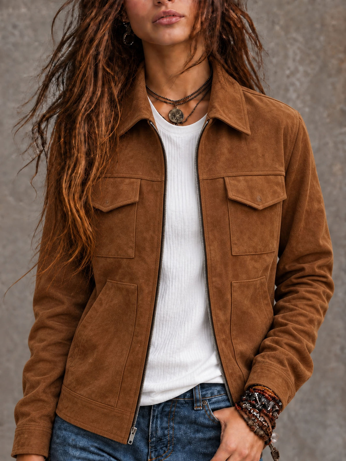 Veste suede vintage femme - Relax et intemporelle